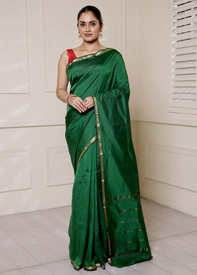 Green Kanjivaram Silk Saree With Blouse Piece