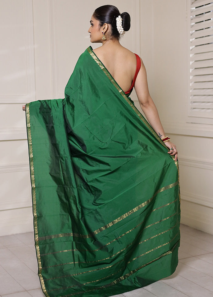 Green Kanjivaram Silk Saree With Blouse Piece