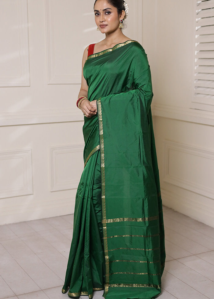 Green Kanjivaram Silk Saree With Blouse Piece