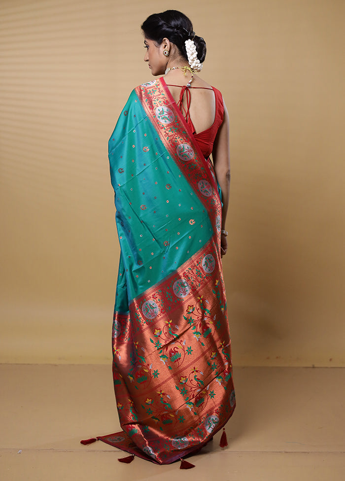 Green Dupion Silk Saree With Blouse Piece