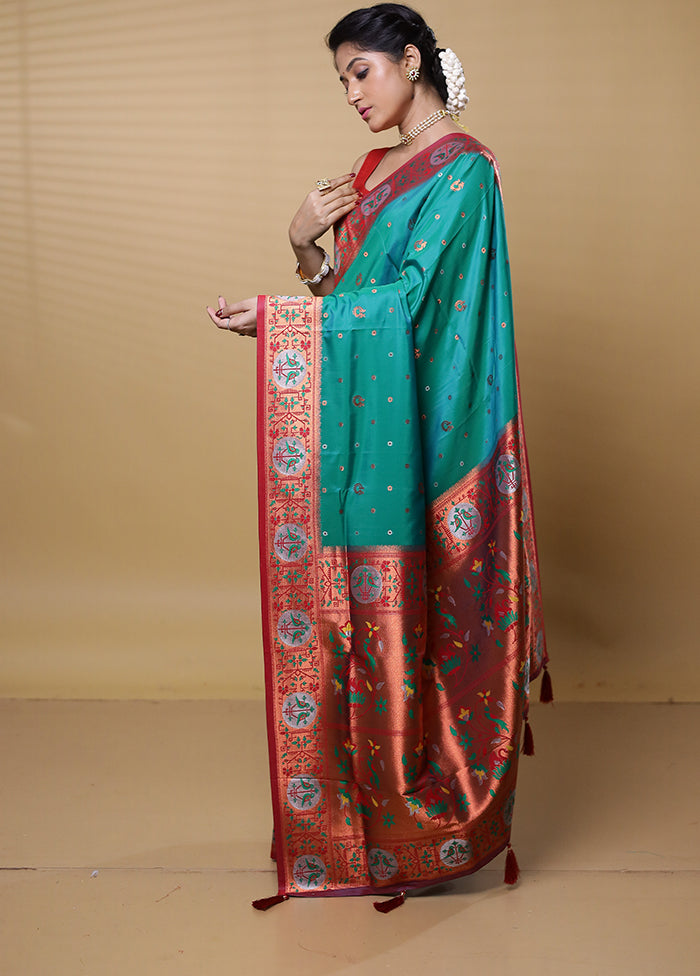 Green Dupion Silk Saree With Blouse Piece