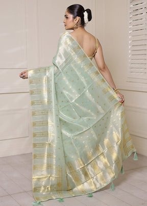 Green Tissue Silk Saree With Blouse Piece