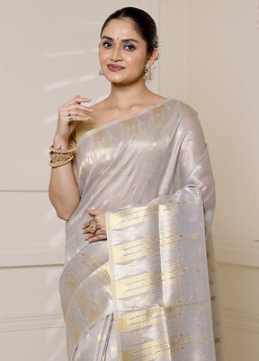 White Tissue Silk Saree With Blouse Piece