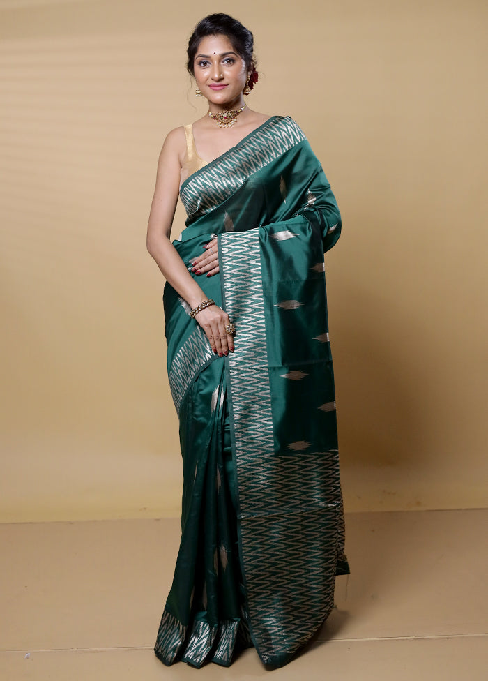 Green Dupion Silk Saree With Blouse Piece