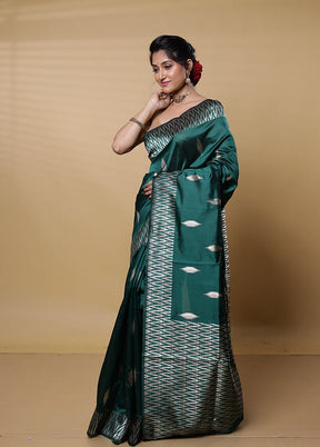 Green Dupion Silk Saree With Blouse Piece