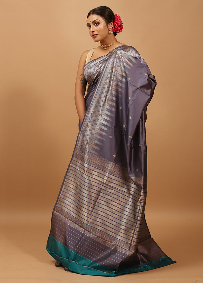 Grey Dupion Silk Saree With Blouse Piece