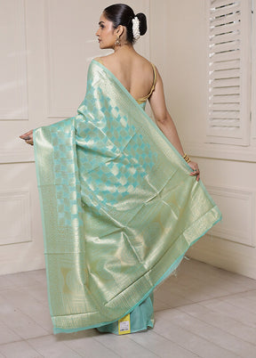 Green Kora Silk Saree With Blouse Piece