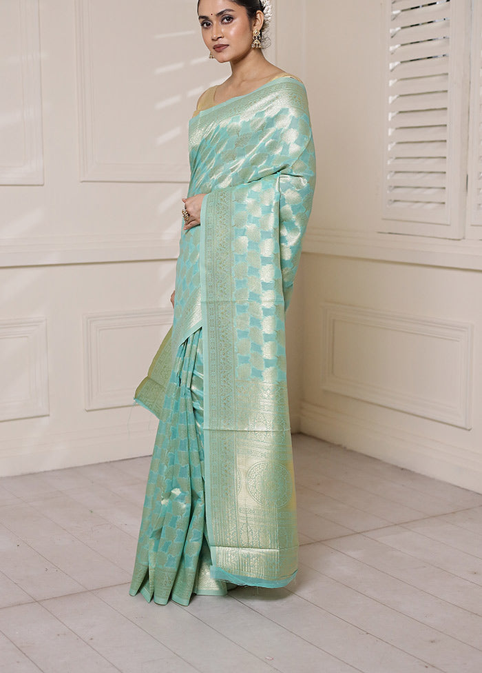 Green Kora Silk Saree With Blouse Piece