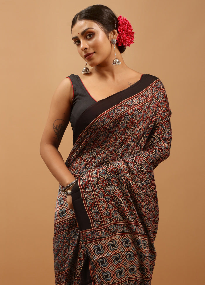 Black Pure Modal Silk Saree Without Blouse Piece