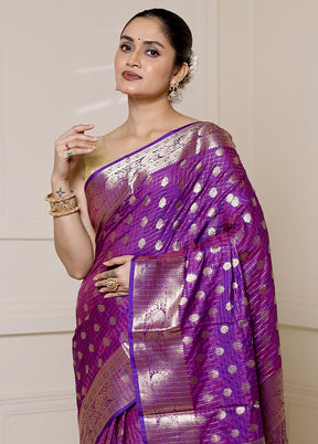 Purple Dupion Silk Saree With Blouse Piece