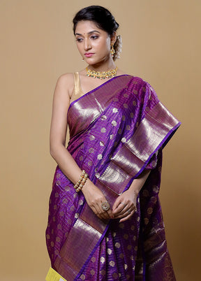 Purple Dupion Silk Saree With Blouse Piece