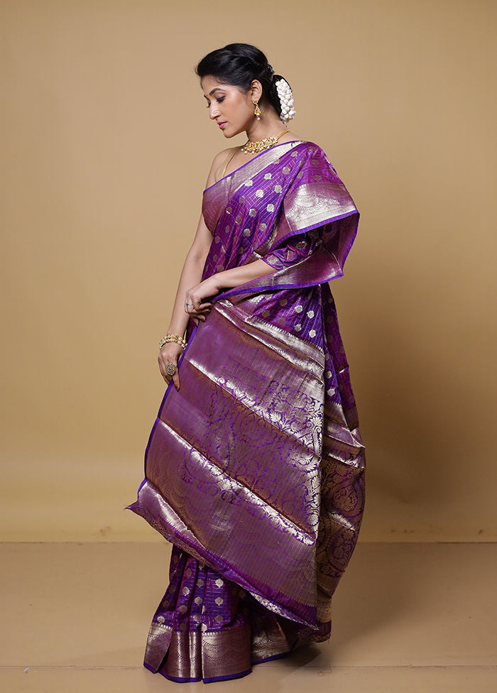 Purple Dupion Silk Saree With Blouse Piece