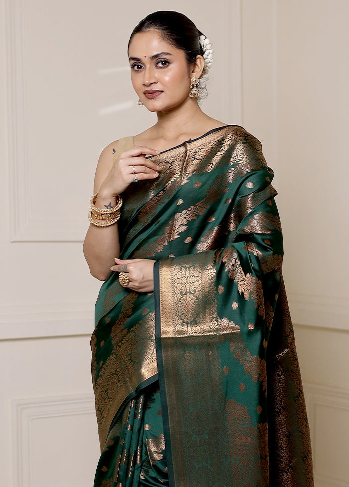 Green Dupion Silk Saree With Blouse Piece