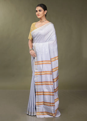 Purple Kalakshetra Silk Saree With Blouse Piece