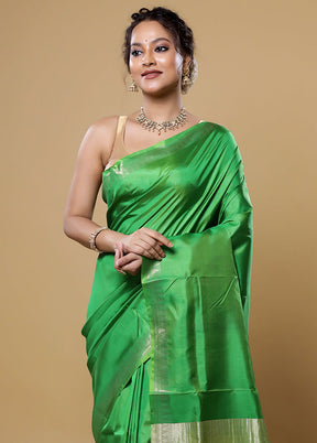 Green Kanjivaram Silk Saree With Blouse Piece