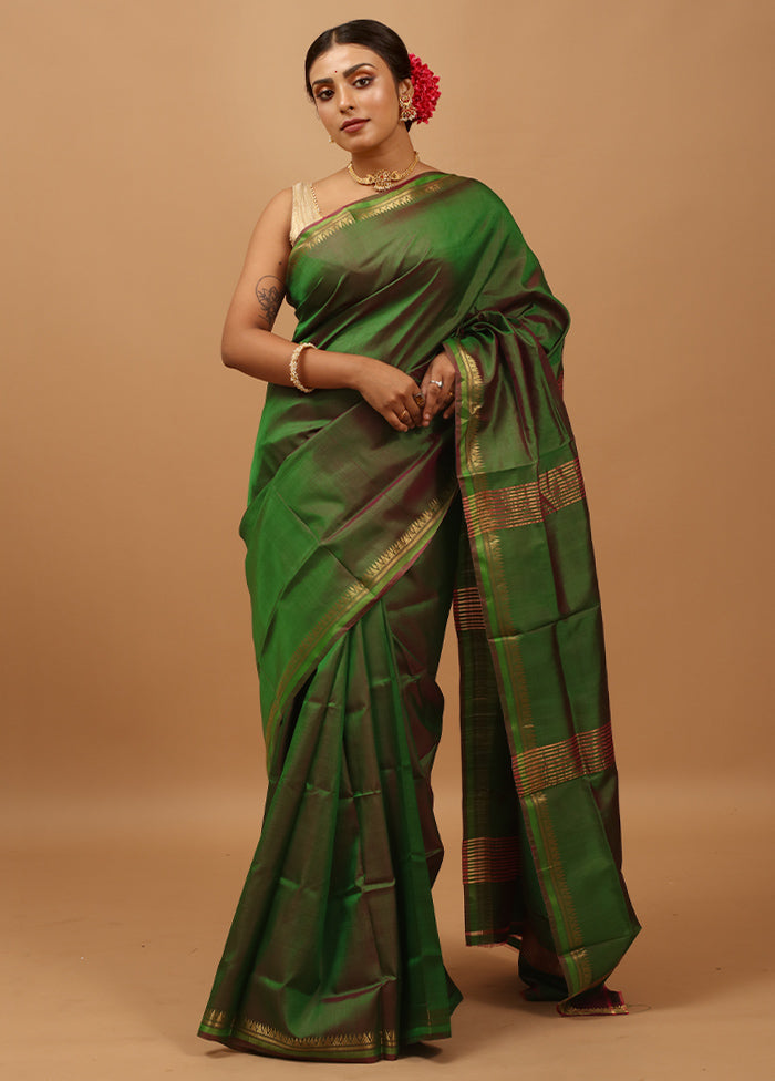 Pink Kalakshetra Kanjivaram Silk Saree With Blouse Piece