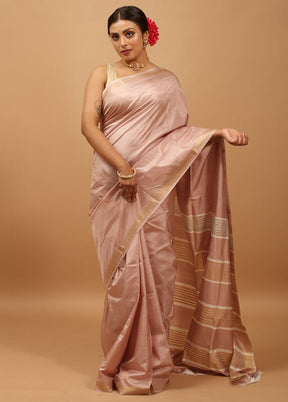 Pink Kalakshetra Kanjivaram Silk Saree With Blouse Piece