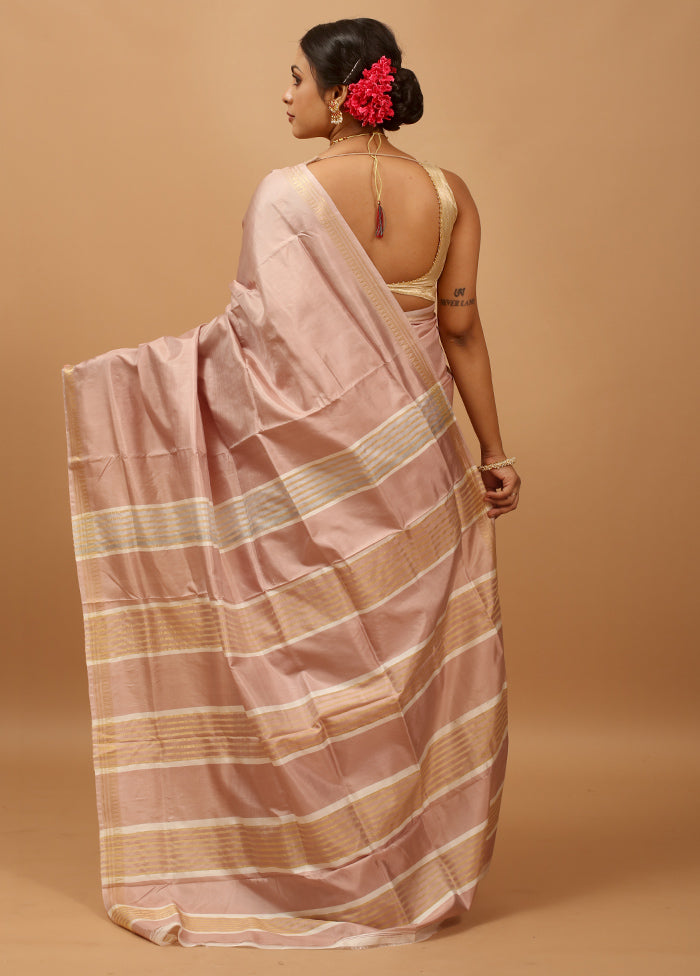 Pink Kalakshetra Kanjivaram Silk Saree With Blouse Piece