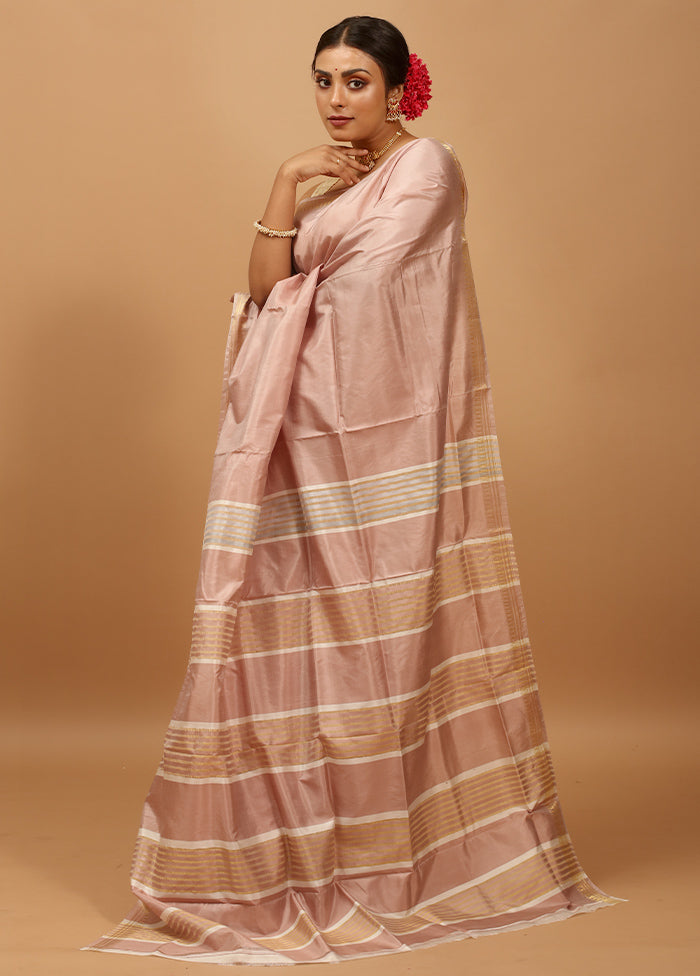 Pink Kalakshetra Kanjivaram Silk Saree With Blouse Piece