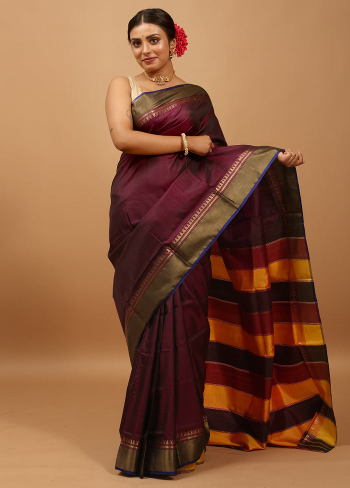 Yellow Kalakshetra Kanjivaram Silk Saree With Blouse Piece