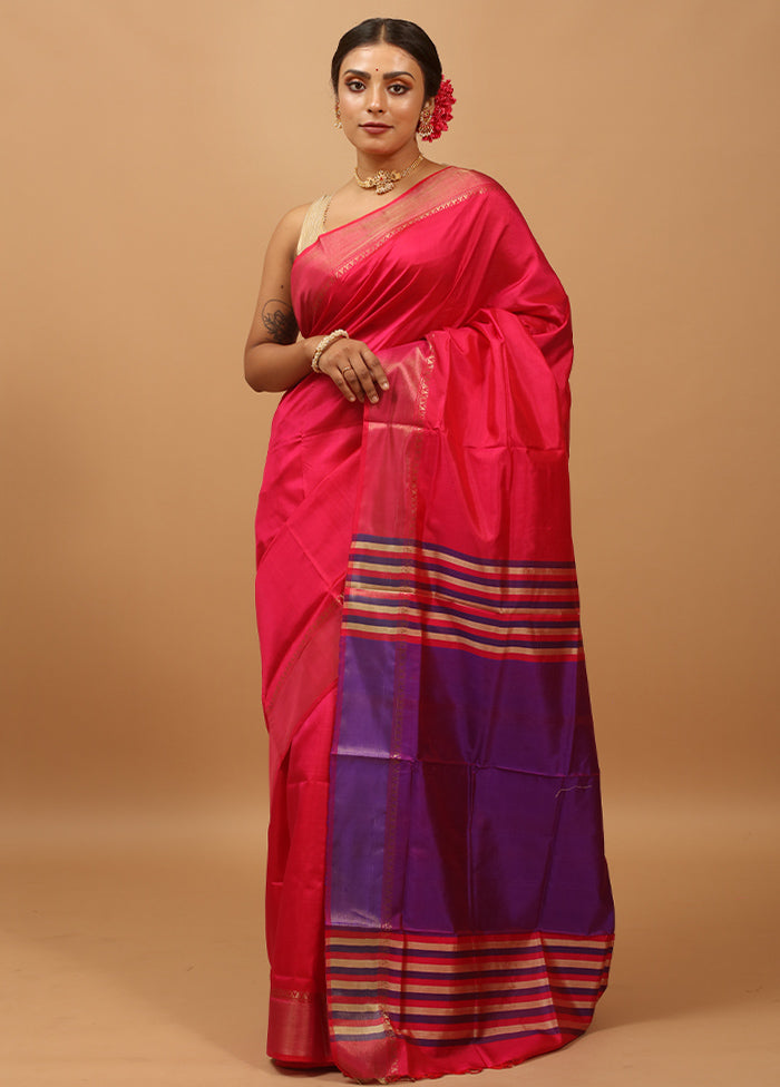 Grey Kalakshetra Kanjivaram Silk Saree With Blouse Piece