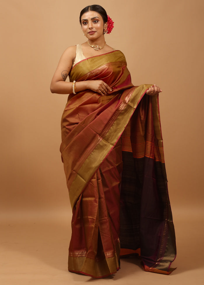 Green Kalakshetra Kanjivaram Silk Saree With Blouse Piece