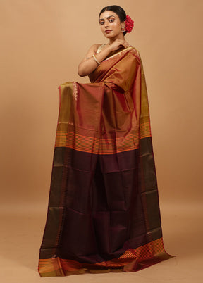 Green Kalakshetra Kanjivaram Silk Saree With Blouse Piece