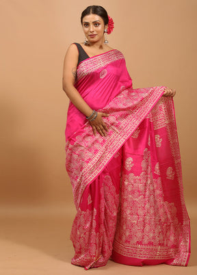 Cream Pure Bishnupuri Silk Saree Without Blouse Piece