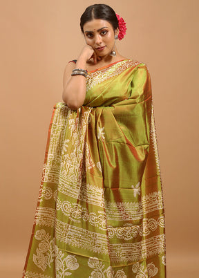 Yellow Pure Bishnupuri Silk Saree Without Blouse Piece