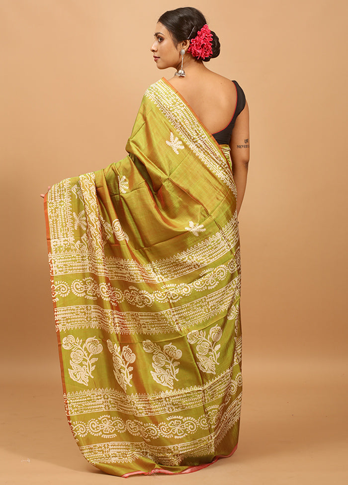 Yellow Pure Bishnupuri Silk Saree Without Blouse Piece