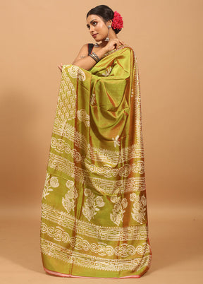 Yellow Pure Bishnupuri Silk Saree Without Blouse Piece