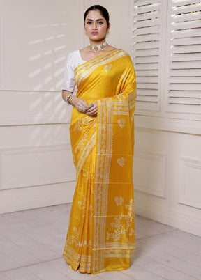 Yellow Pure Bishnupuri Silk Saree Without Blouse Piece