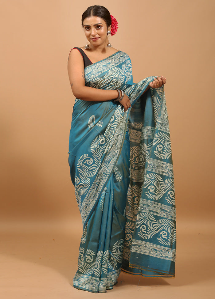 Green Pure Bishnupuri Silk Saree Without Blouse Piece