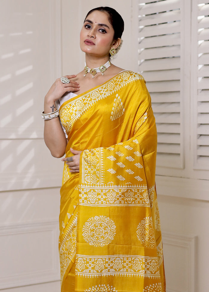 Yellow Pure Bishnupuri Silk Saree Without Blouse Piece