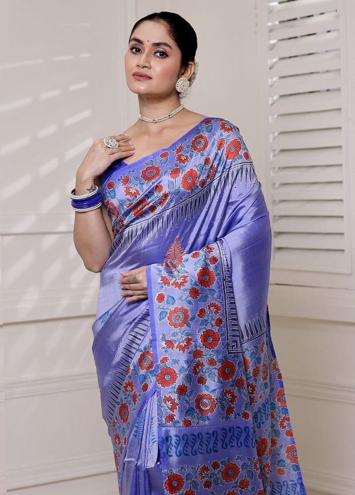 Purple Pure Bishnupuri Silk Saree Without Blouse Piece