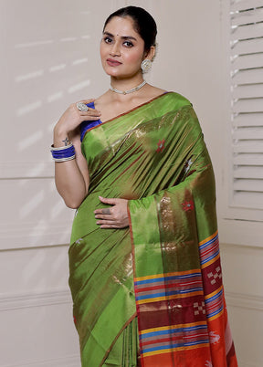 Green Kalakshetra Kanjivaram Silk Saree With Blouse Piece