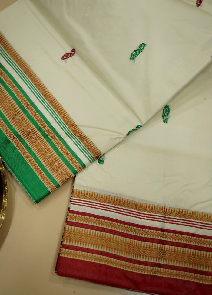 Cream Garad Silk Saree Without Blouse Piece