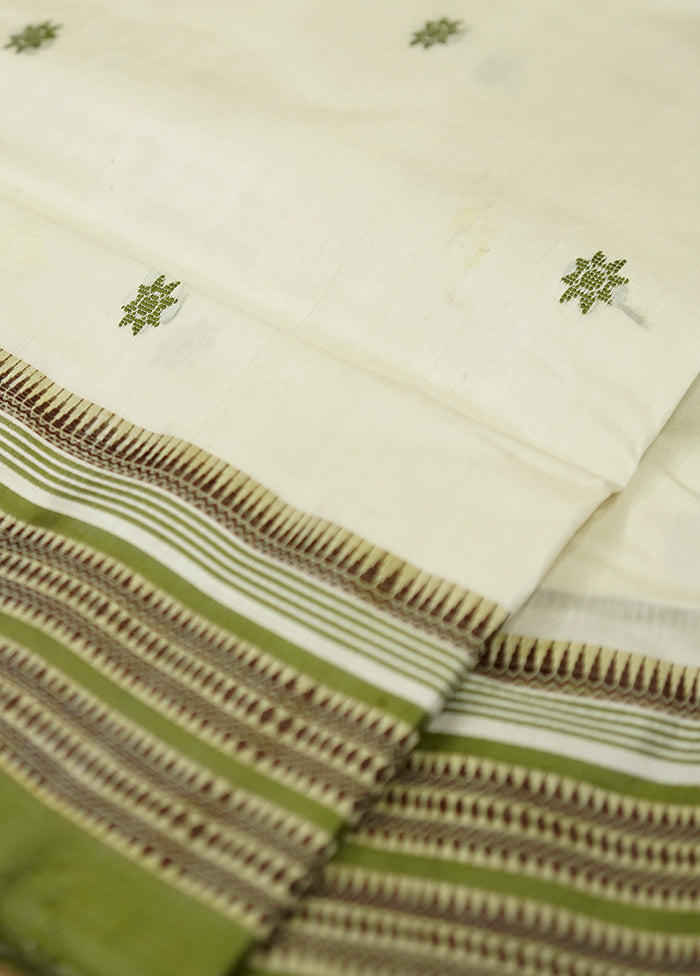 Cream Garad Silk Saree Without Blouse Piece