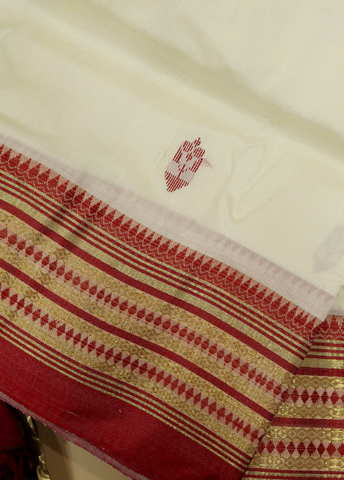 Cream Garad Silk Saree Without Blouse Piece