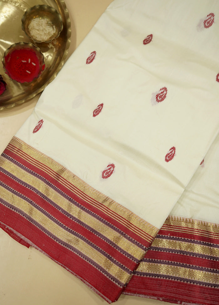 Cream Garad Silk Saree Without Blouse Piece