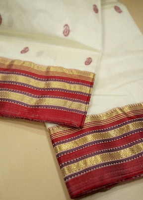 Cream Garad Silk Saree Without Blouse Piece