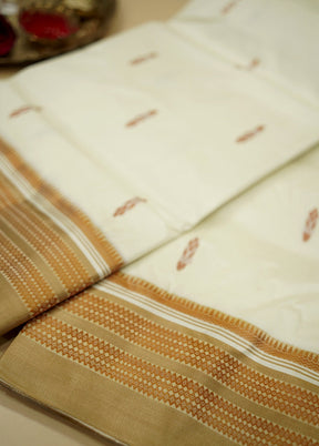 Cream Garad Silk Saree Without Blouse Piece