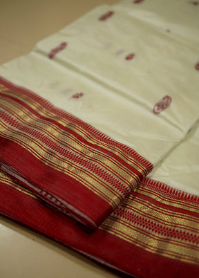 Cream Garad Silk Saree Without Blouse Piece