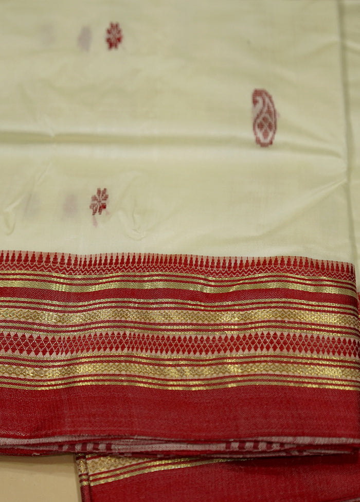 Cream Garad Silk Saree Without Blouse Piece