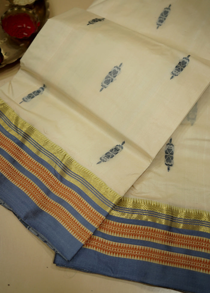 Cream Garad Silk Saree Without Blouse Piece