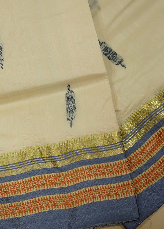 Cream Garad Silk Saree Without Blouse Piece