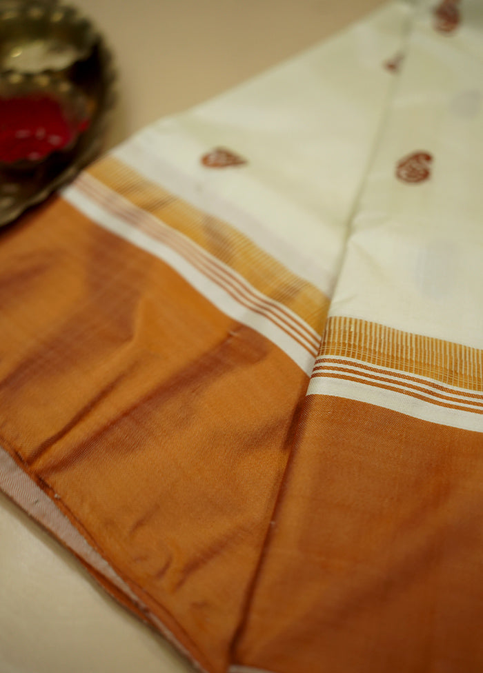 Cream Garad Silk Saree Without Blouse Piece