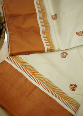 Cream Garad Silk Saree Without Blouse Piece