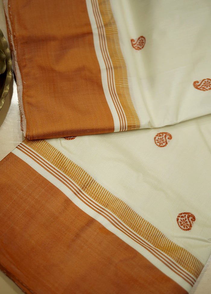 Cream Garad Silk Saree Without Blouse Piece