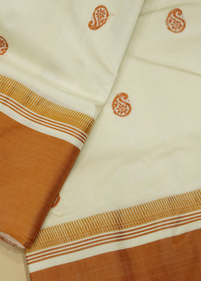 Cream Garad Silk Saree Without Blouse Piece